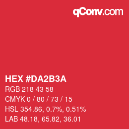 颜色代码: HEX #DA2B3A | qconv.com