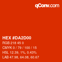 カラーコード: HEX #DA2D00 | qconv.com