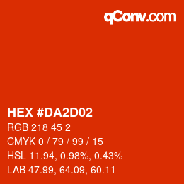 カラーコード: HEX #DA2D02 | qconv.com