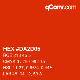 カラーコード: HEX #DA2D05 | qconv.com