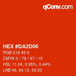 Farbcode: HEX #DA2D06 | qconv.com