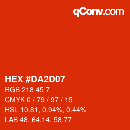 颜色代码: HEX #DA2D07 | qconv.com