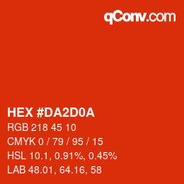 Color code: HEX #DA2D0A | qconv.com