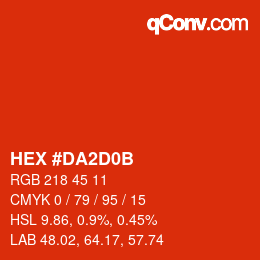 カラーコード: HEX #DA2D0B | qconv.com