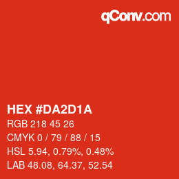 Color code: HEX #DA2D1A | qconv.com
