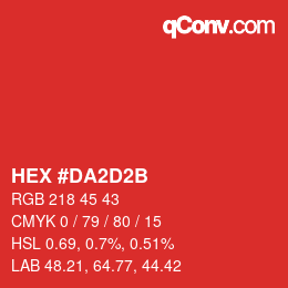 カラーコード: HEX #DA2D2B | qconv.com
