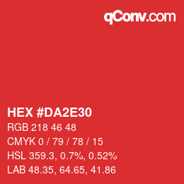 Color code: HEX #DA2E30 | qconv.com
