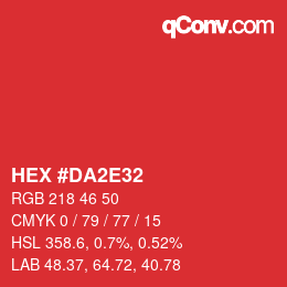 カラーコード: HEX #DA2E32 | qconv.com