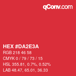 Color code: HEX #DA2E3A | qconv.com