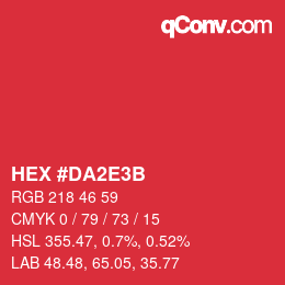 Color code: HEX #DA2E3B | qconv.com