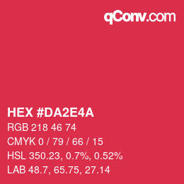 Color code: HEX #DA2E4A | qconv.com