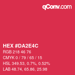 Color code: HEX #DA2E4C | qconv.com