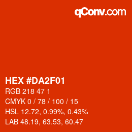 カラーコード: HEX #DA2F01 | qconv.com