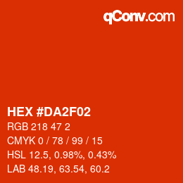 颜色代码: HEX #DA2F02 | qconv.com