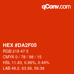 カラーコード: HEX #DA2F05 | qconv.com