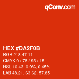 Color code: HEX #DA2F0B | qconv.com