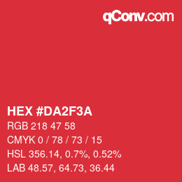 颜色代码: HEX #DA2F3A | qconv.com