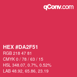 颜色代码: HEX #DA2F51 | qconv.com