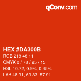 Color code: HEX #DA300B | qconv.com