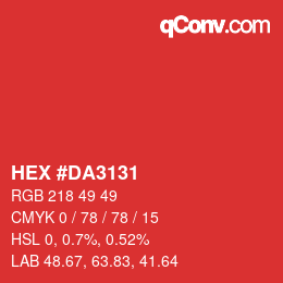 Color code: HEX #DA3131 | qconv.com