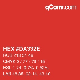 Color code: HEX #DA332E | qconv.com