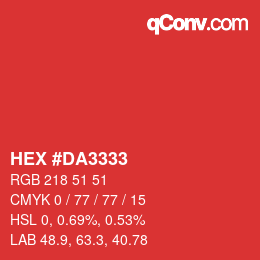 Color code: HEX #DA3333 | qconv.com
