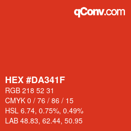 Color code: HEX #DA341F | qconv.com