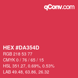 Color code: HEX #DA354D | qconv.com