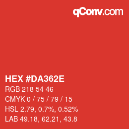 Color code: HEX #DA362E | qconv.com