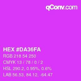 Color code: HEX #DA36FA | qconv.com