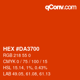 Color code: HEX #DA3700 | qconv.com