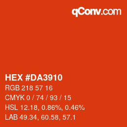 颜色代码: HEX #DA3910 | qconv.com