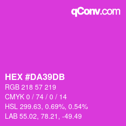 颜色代码: HEX #DA39DB | qconv.com