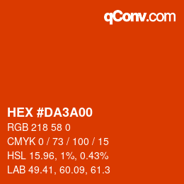 カラーコード: HEX #DA3A00 | qconv.com