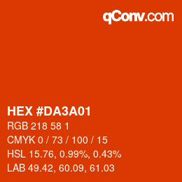 Color code: HEX #DA3A01 | qconv.com