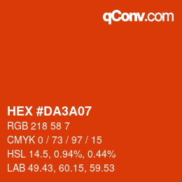 カラーコード: HEX #DA3A07 | qconv.com