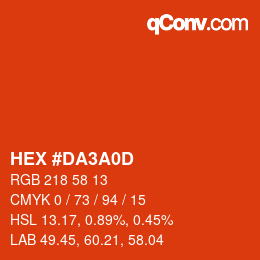 カラーコード: HEX #DA3A0D | qconv.com
