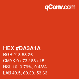 カラーコード: HEX #DA3A1A | qconv.com