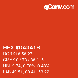 Color code: HEX #DA3A1B | qconv.com