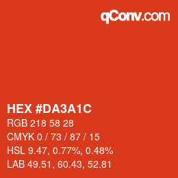 Color code: HEX #DA3A1C | qconv.com