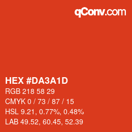 カラーコード: HEX #DA3A1D | qconv.com