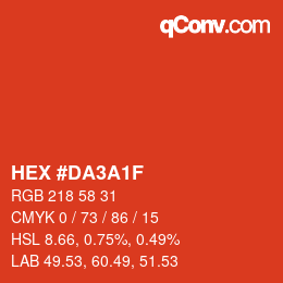 Color code: HEX #DA3A1F | qconv.com