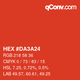 Color code: HEX #DA3A24 | qconv.com