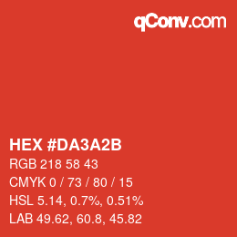 Farbcode: HEX #DA3A2B | qconv.com