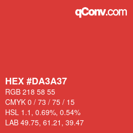カラーコード: HEX #DA3A37 | qconv.com