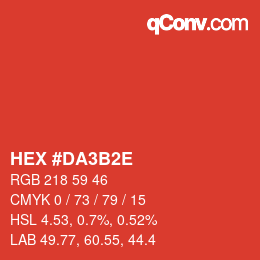 Color code: HEX #DA3B2E | qconv.com