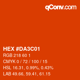 Color code: HEX #DA3C01 | qconv.com