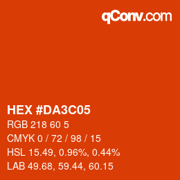 カラーコード: HEX #DA3C05 | qconv.com