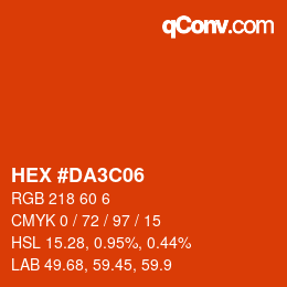 カラーコード: HEX #DA3C06 | qconv.com
