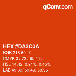 カラーコード: HEX #DA3C0A | qconv.com
